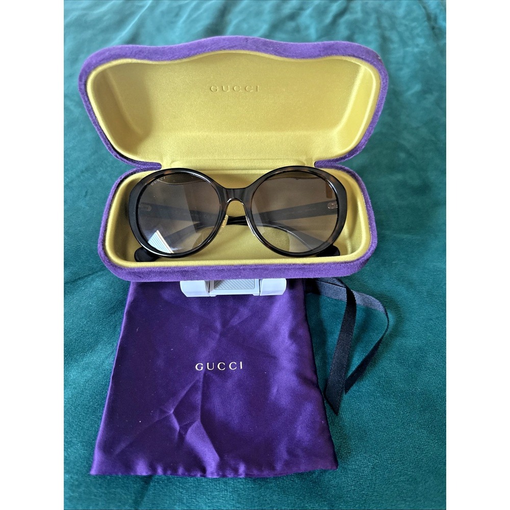 Gucci GG0370SK 002 56 19 145 Bee Gradient Tortoise Sunglasses Italy Purple Case